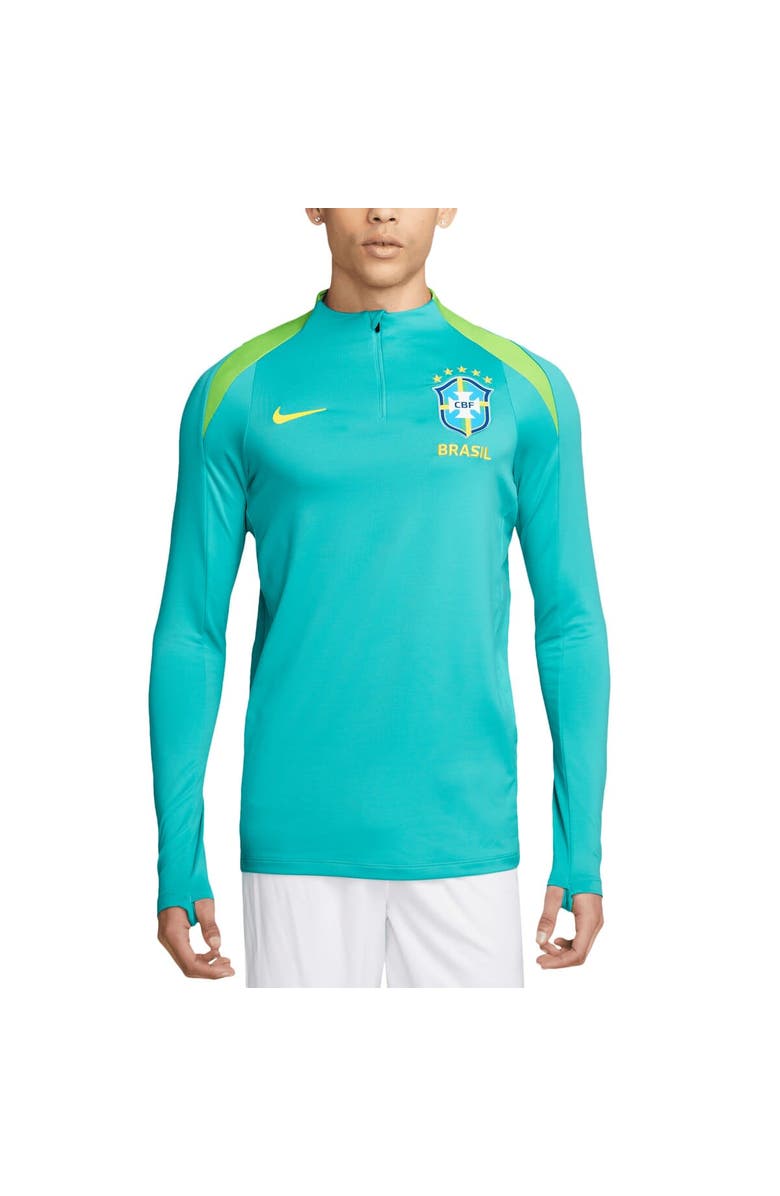 Nike Men's Nike Aqua Brazil National Team 2024 Strike Drill Performance Quarter-Zip Pullover Top, Alternate, color, Aqua