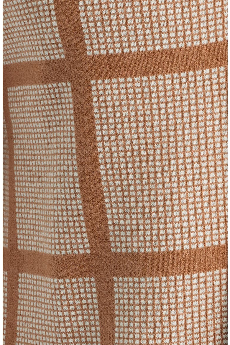 Costa Geo Pattern Short Sleeve Wool & Cotton Cardigan, Alternate, color, TOBACCO