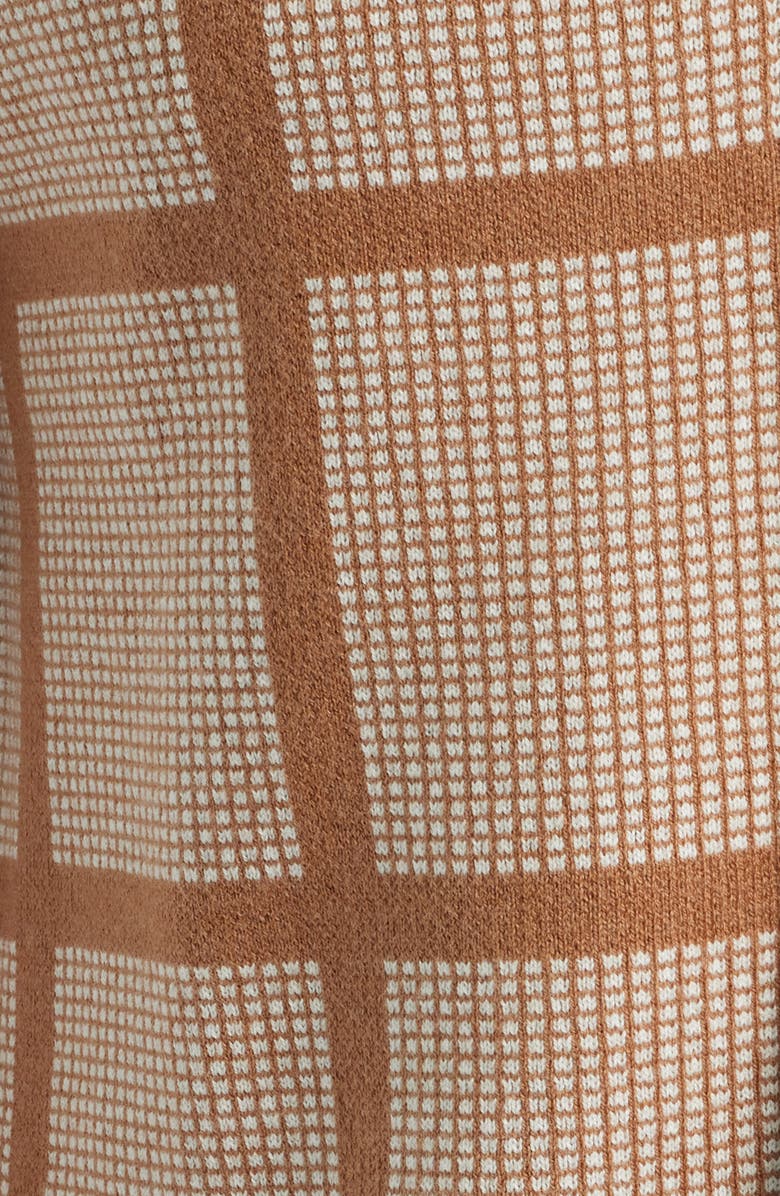 Percival Costa Geo Pattern Short Sleeve Wool & Cotton Cardigan, Alternate, color, Tobacco