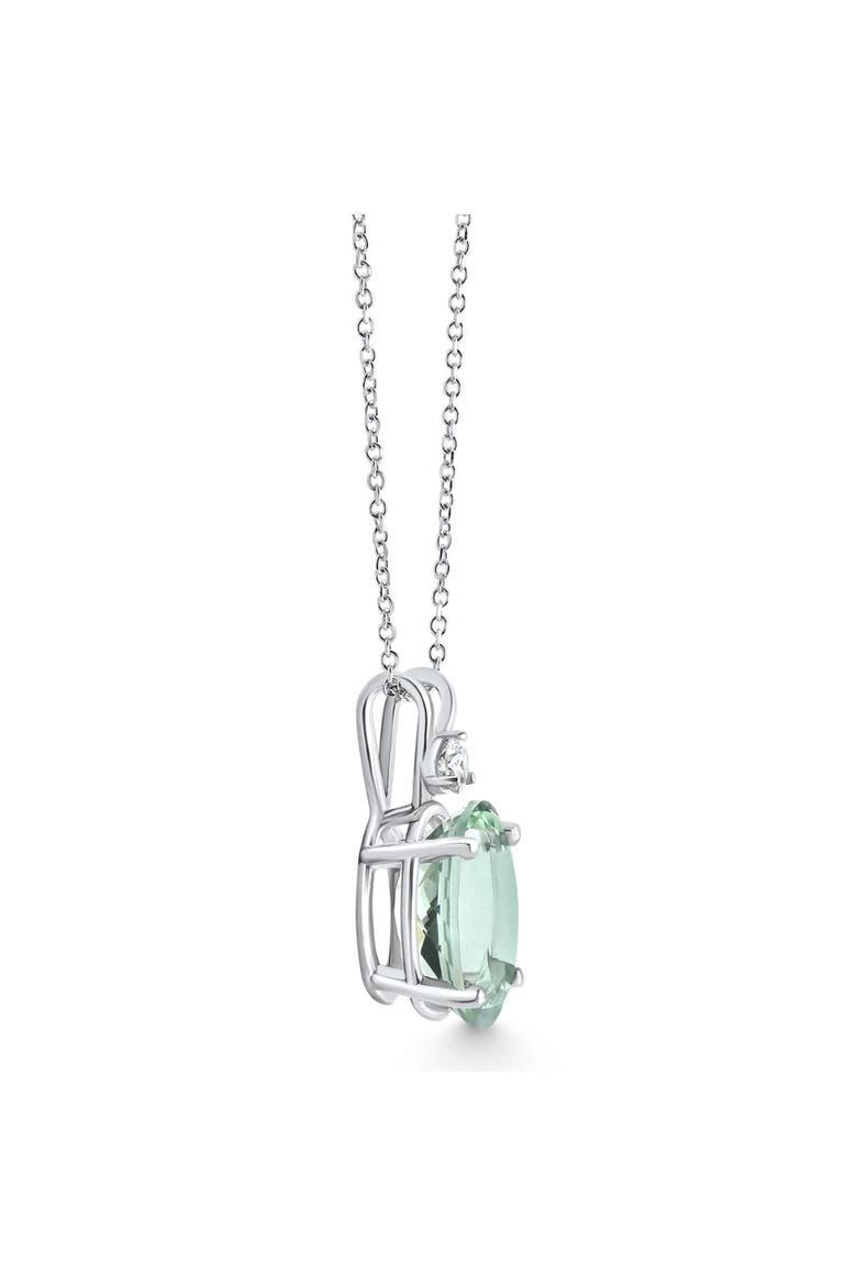 Oval Green Amethyst Diamond Pendant Women's Necklace 18" Gold, Alternate, color, 14k White Gold