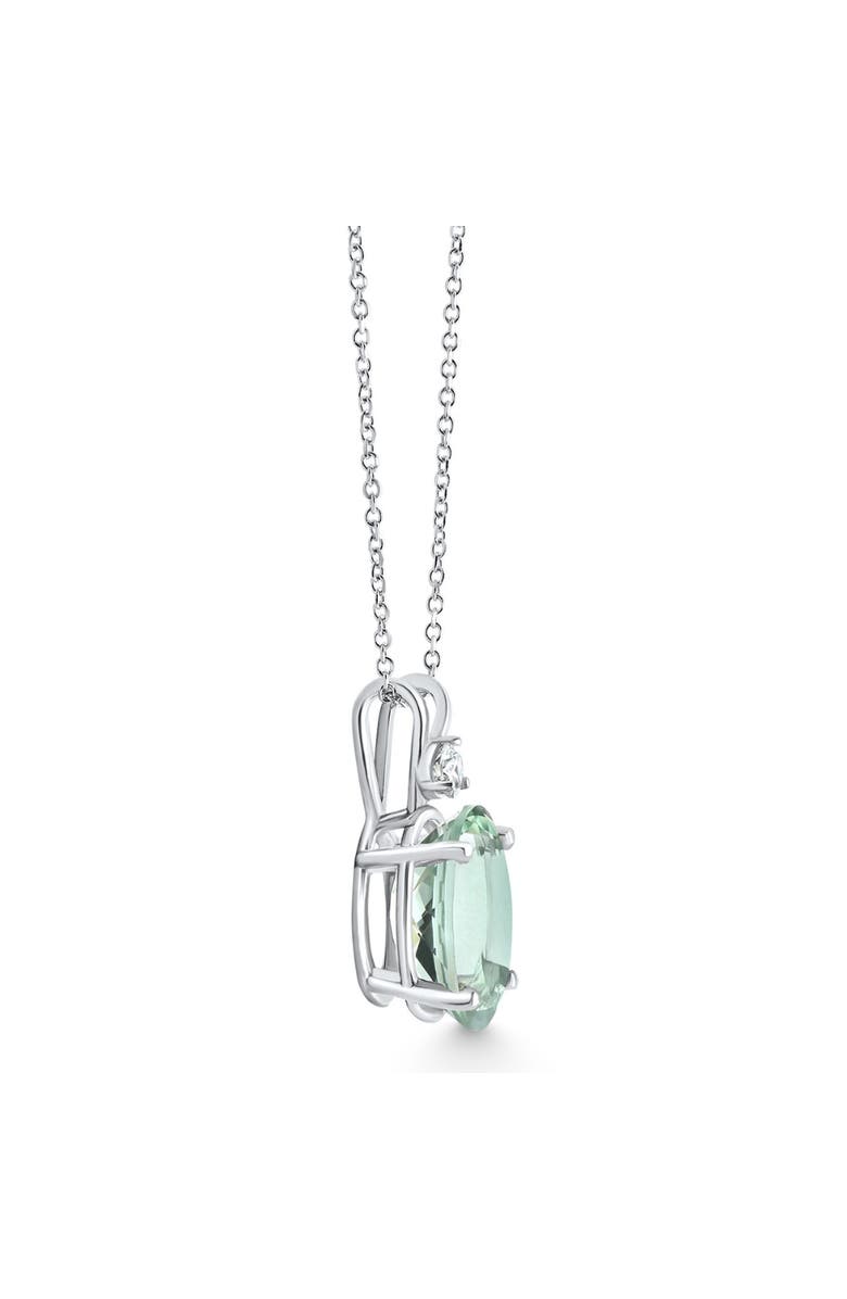 Bliss Diamond Oval Green Amethyst Diamond Pendant Women's Necklace 18" Gold, Alternate, color, 14K White Gold