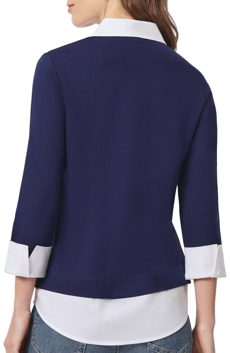 Jones New York Serenity Poplin Trim Knit Top, Alternate, color, 