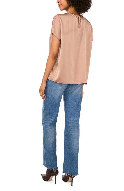 Vince Camuto Shirred Satin Top In Brown