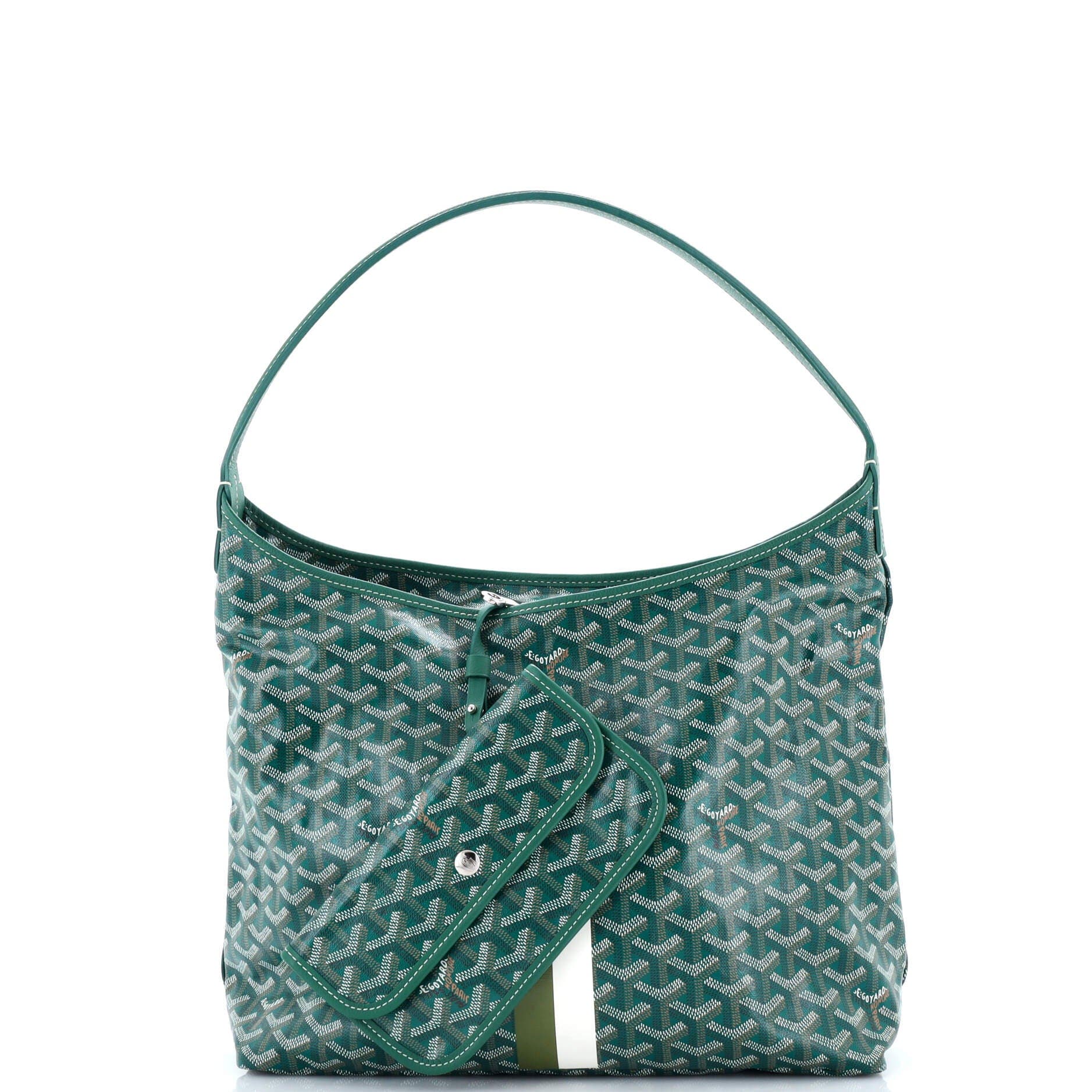 Pre-Owned Goyard Boheme Hobo Printed Coated Canvas, Alternate, color, Green