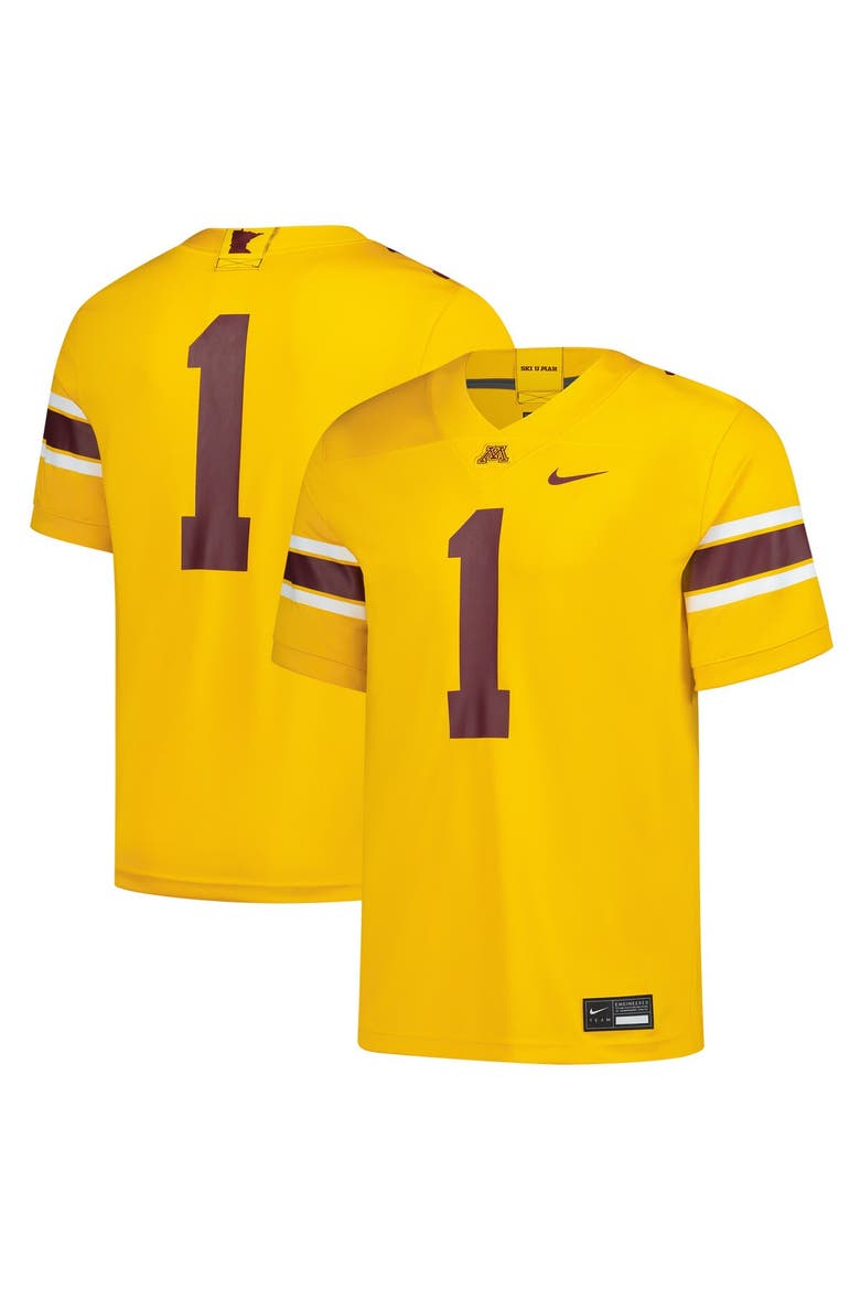 Men's Nike #1 Gold Minnesota Golden Gophers Untouchable Replica Game Jersey, Main, color, Gold
