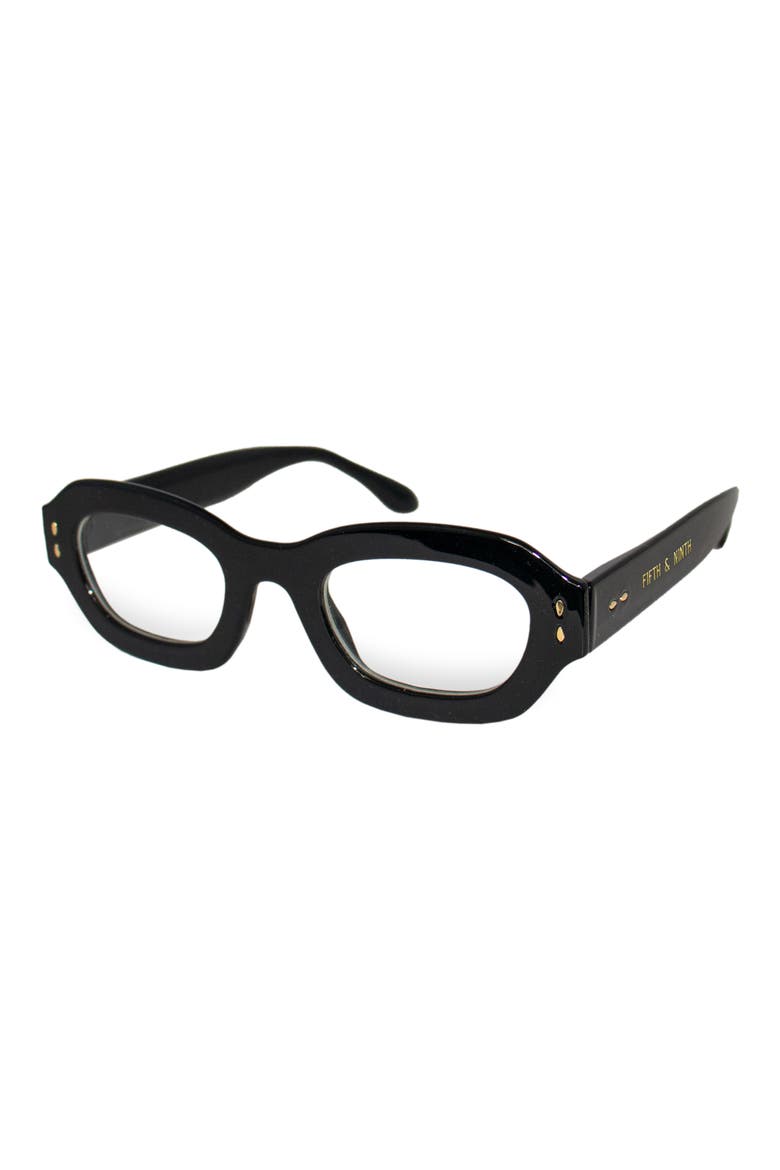 Oslo 48mm Oval Blue Light Blocking Glasses, Alternate, color, BLACK/ CLEAR