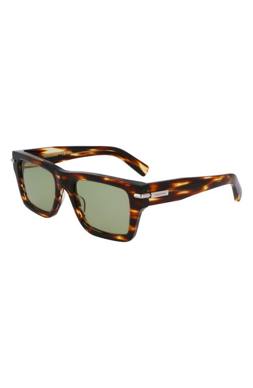 Ferragamo Prisma 53mm Modified Rectangular Sunglasses In Striped Brown