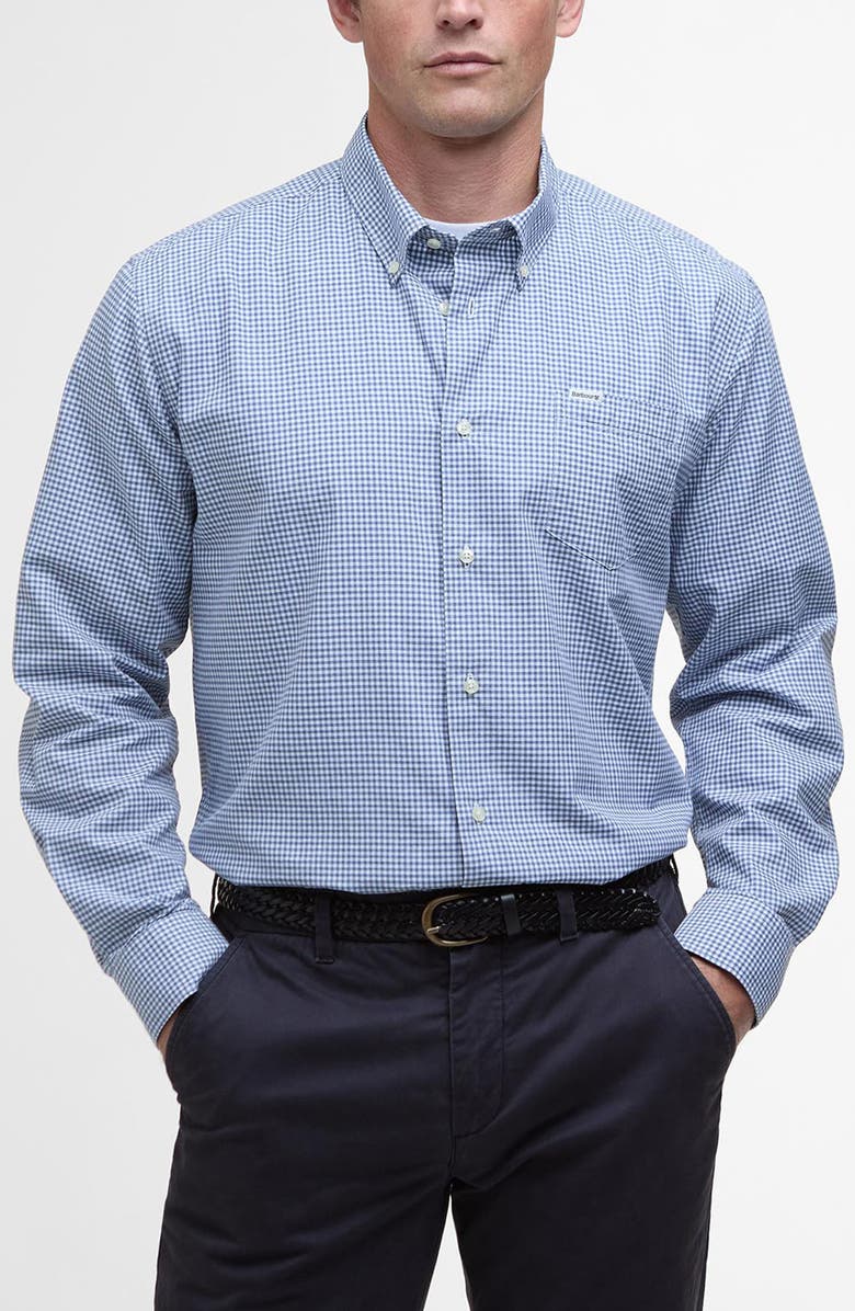 Barbour Finwell Tailored Fit Gingham Button-Down Shirt, Main, color, 