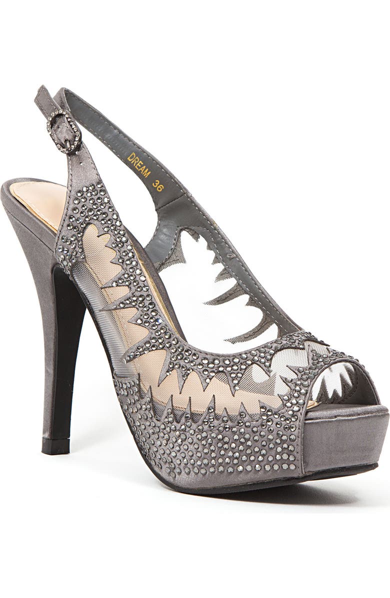 LADY COUTURE Dream Peep Toe Slingback Pump, Main, color, Pewter