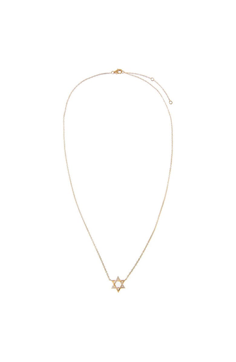 BY ADINA EDEN Diamond Solid/Pave Intertwined Star of David Necklace 14K, Alternate, color, 