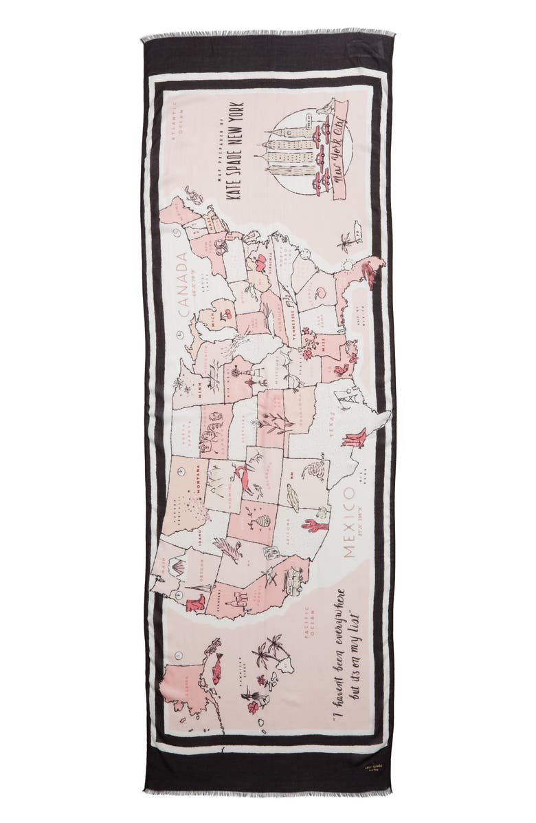 Kate Spade New York usa map scarf, Alternate, color, 