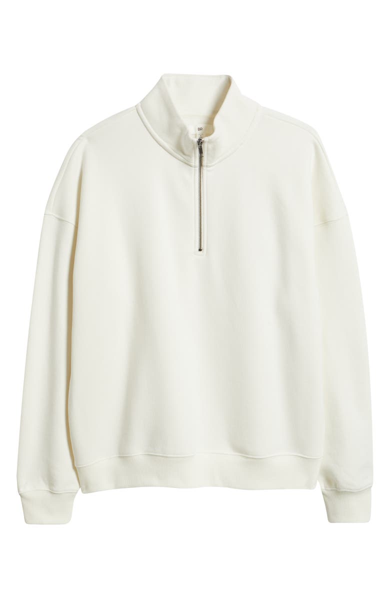 BP. Cotton Blend Fleece Quarter Zip Pullover, Alternate, color, Ivory Egret