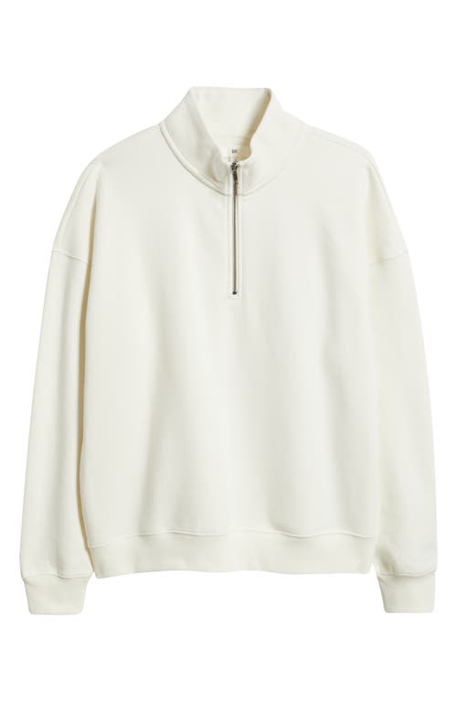 Bp. Cotton Blend Fleece Quarter Zip Pullover In White