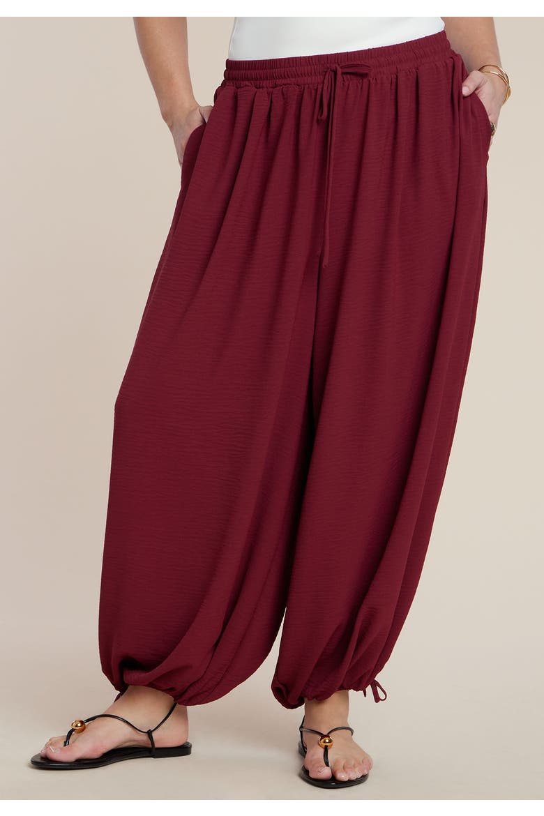 Drawstring Balloon Pant, Alternate, color, CRANBERRY