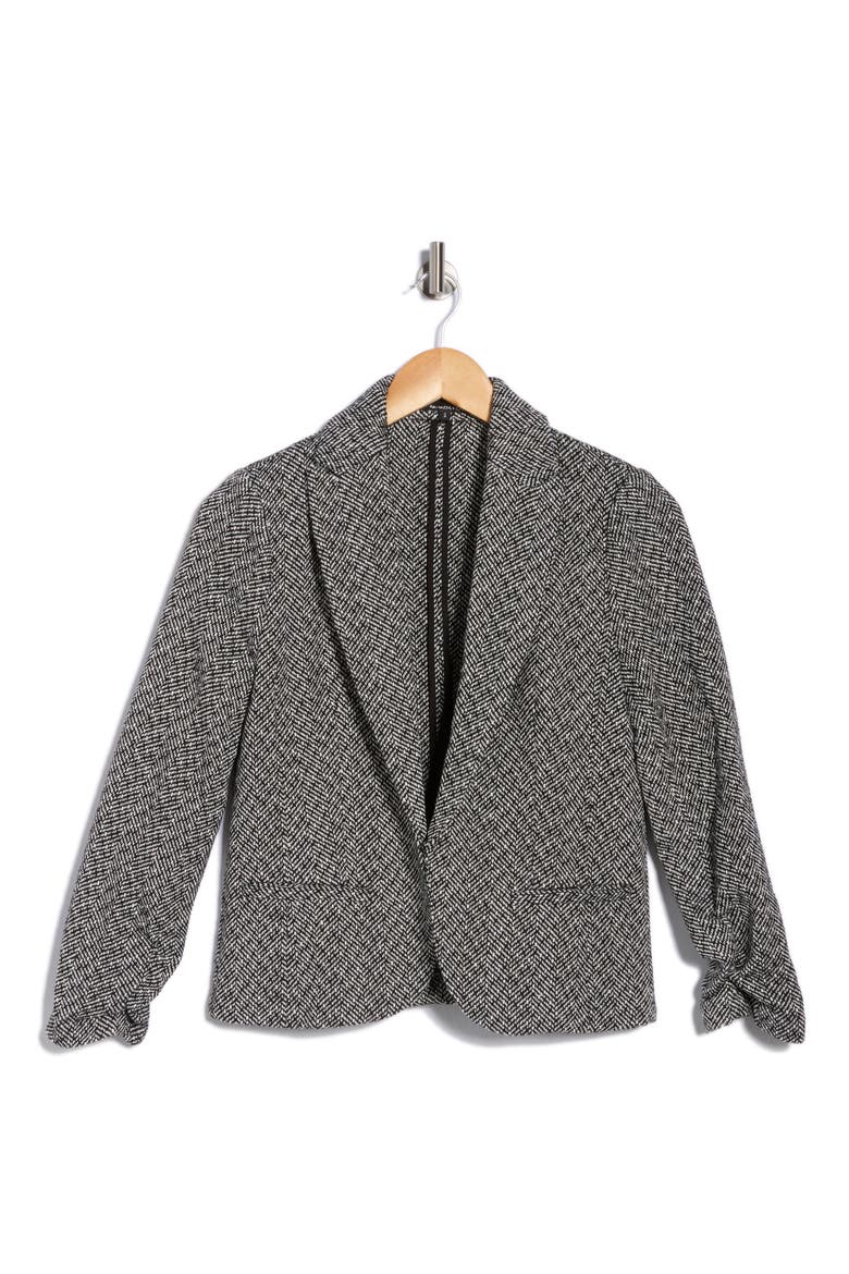 Herringbone Blazer, Alternate, color, BLACK/ WHITE