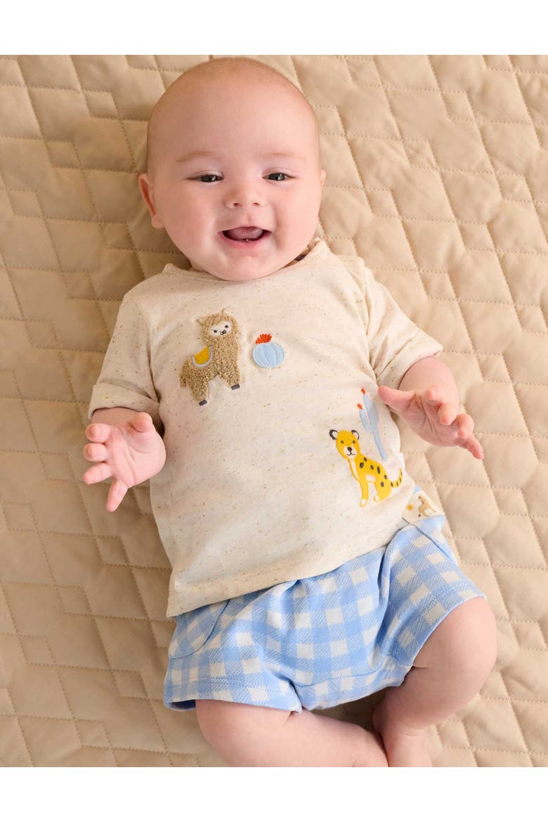 Gingham Short and Tee Set, Alternate, color, Caribbean Gingham