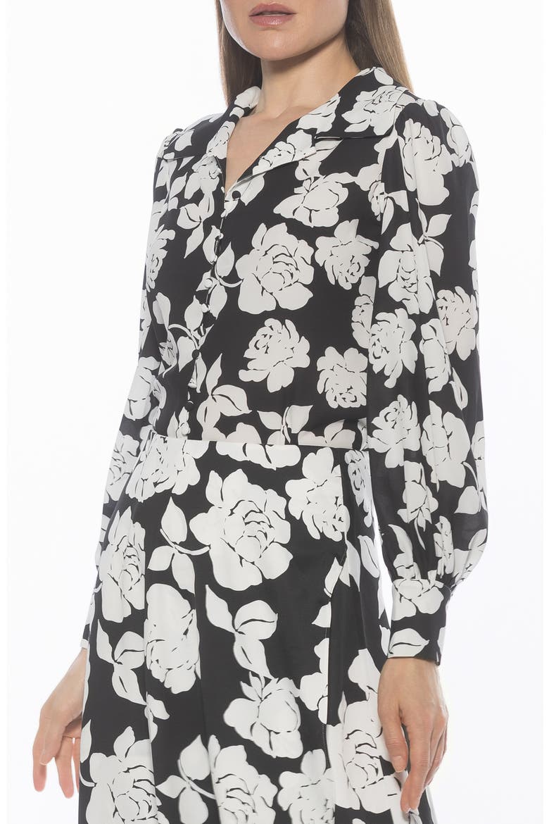 Rah Covered Button-Down Top, Alternate, color, BLACK WHITE FLORAL