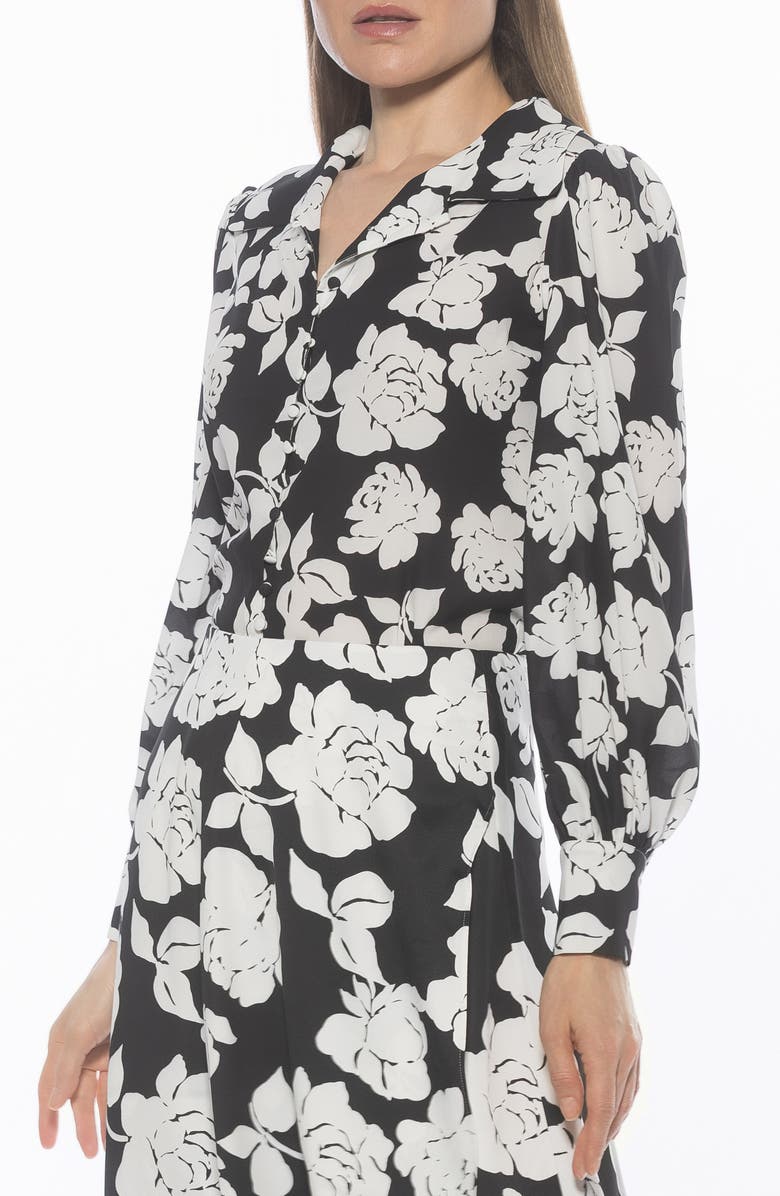 Alexia Admor Rah Covered Button-Down Top, Alternate, color, Black White Floral