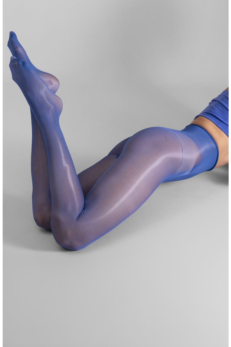 Lustrous Silky Shiny 40-Denier Semi-Opaque Tights, Alternate, color, BLUE