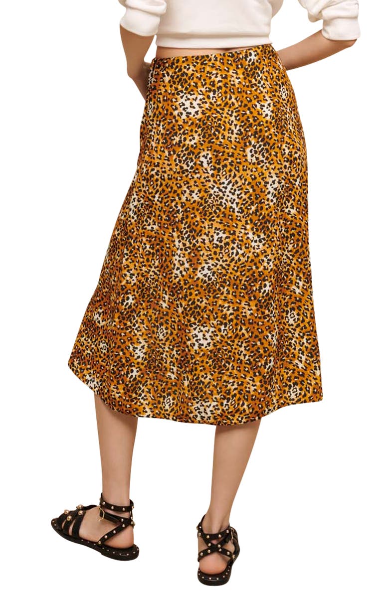maje Jipard Leopard Print Slit Skirt, Alternate, color,