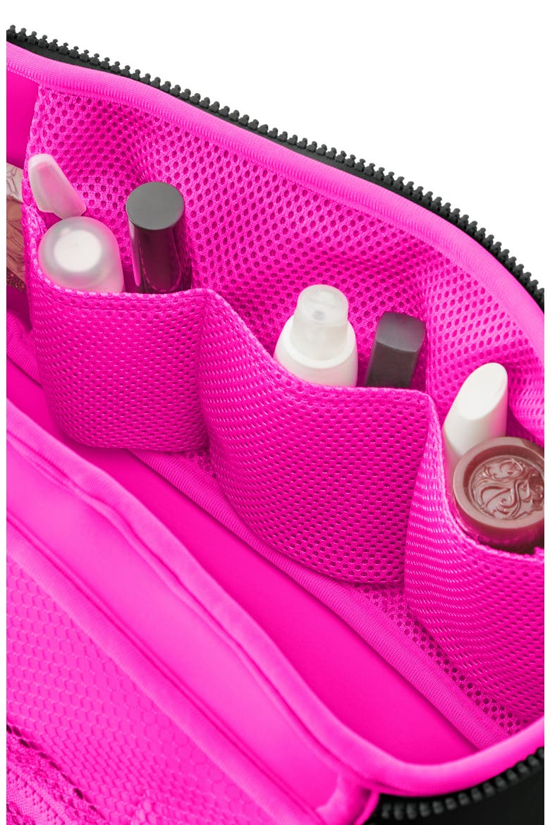 Large Neoprene Train Case, Alternate, color, BLACK/ PINK