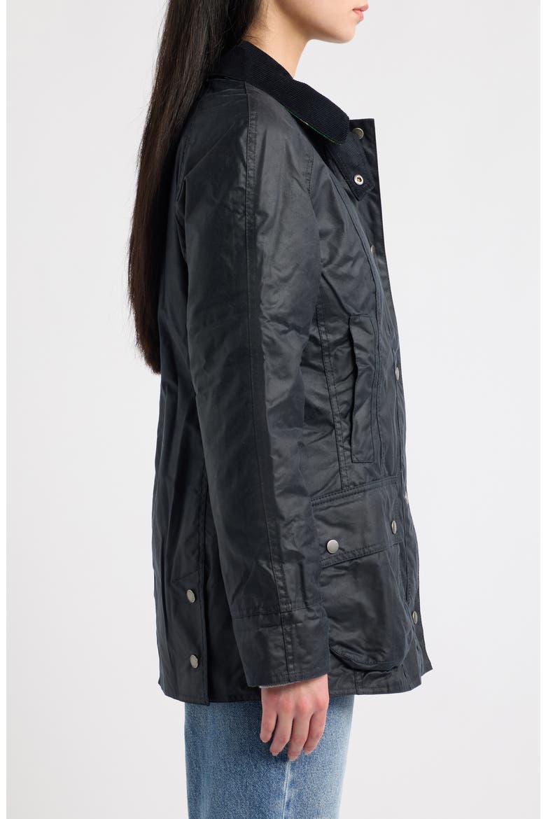125th Anniversary Beadnell Waxed Cotton Jacket, Alternate, color, NAVY/ SEATTLE TARTAN
