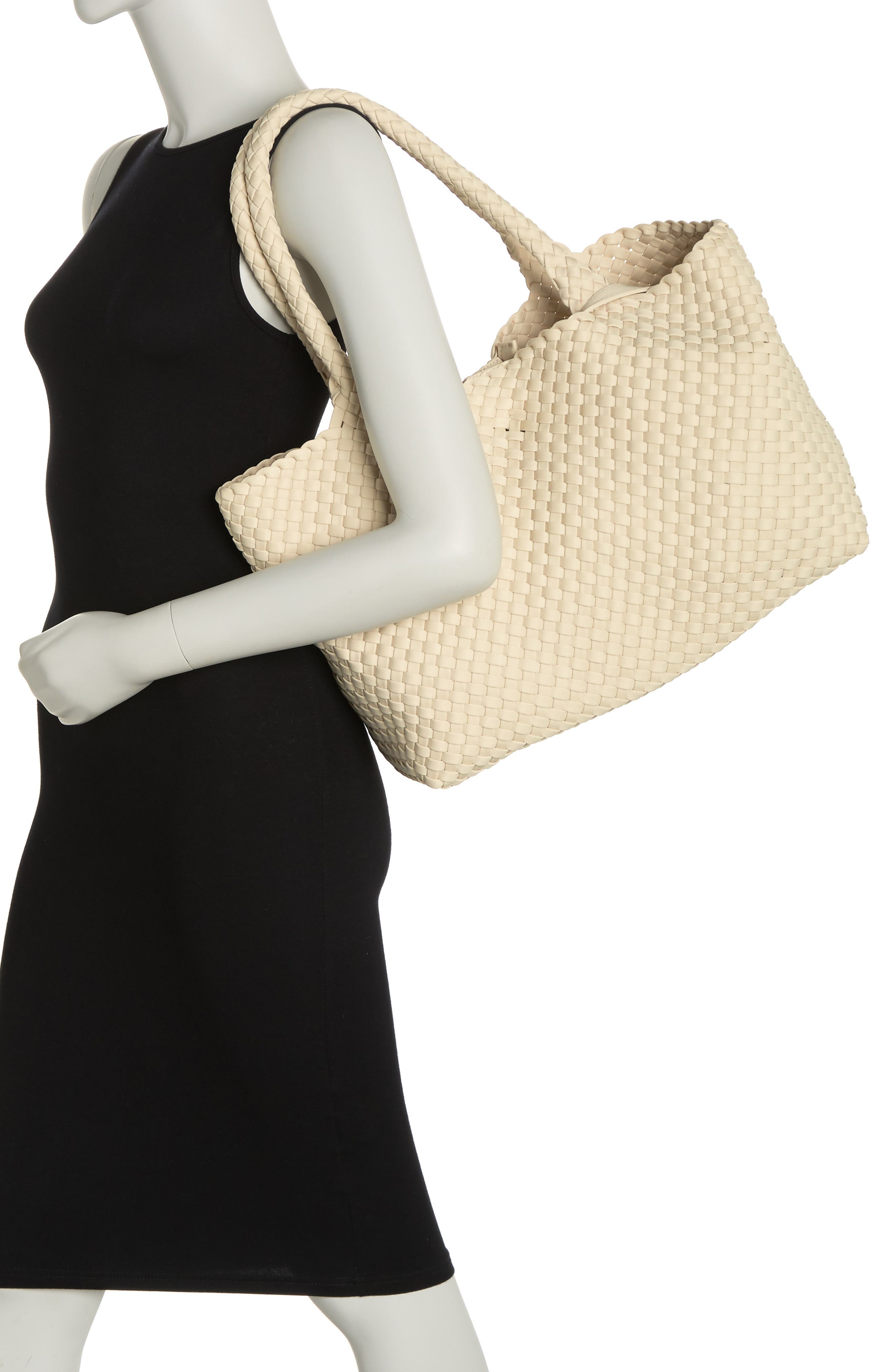 Woven Large Tote Bag & Pouch Set, Alternate, color, IVORY