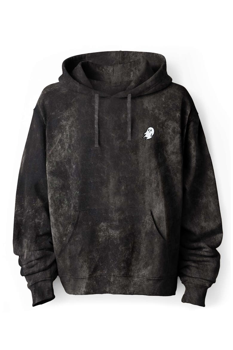 Ghost Embroidered Washed Hoodie, Main, color, Black