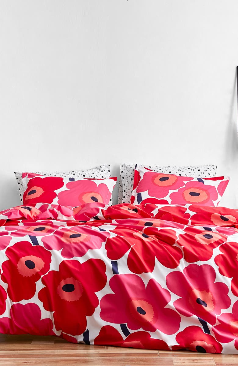 Marimekko Unikko Comforter & Sham Set, Main, color, Red