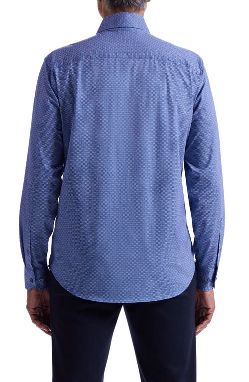 Bugatchi Devon Ooohcotton® Mosaic Print Button-up Shirt In Blue