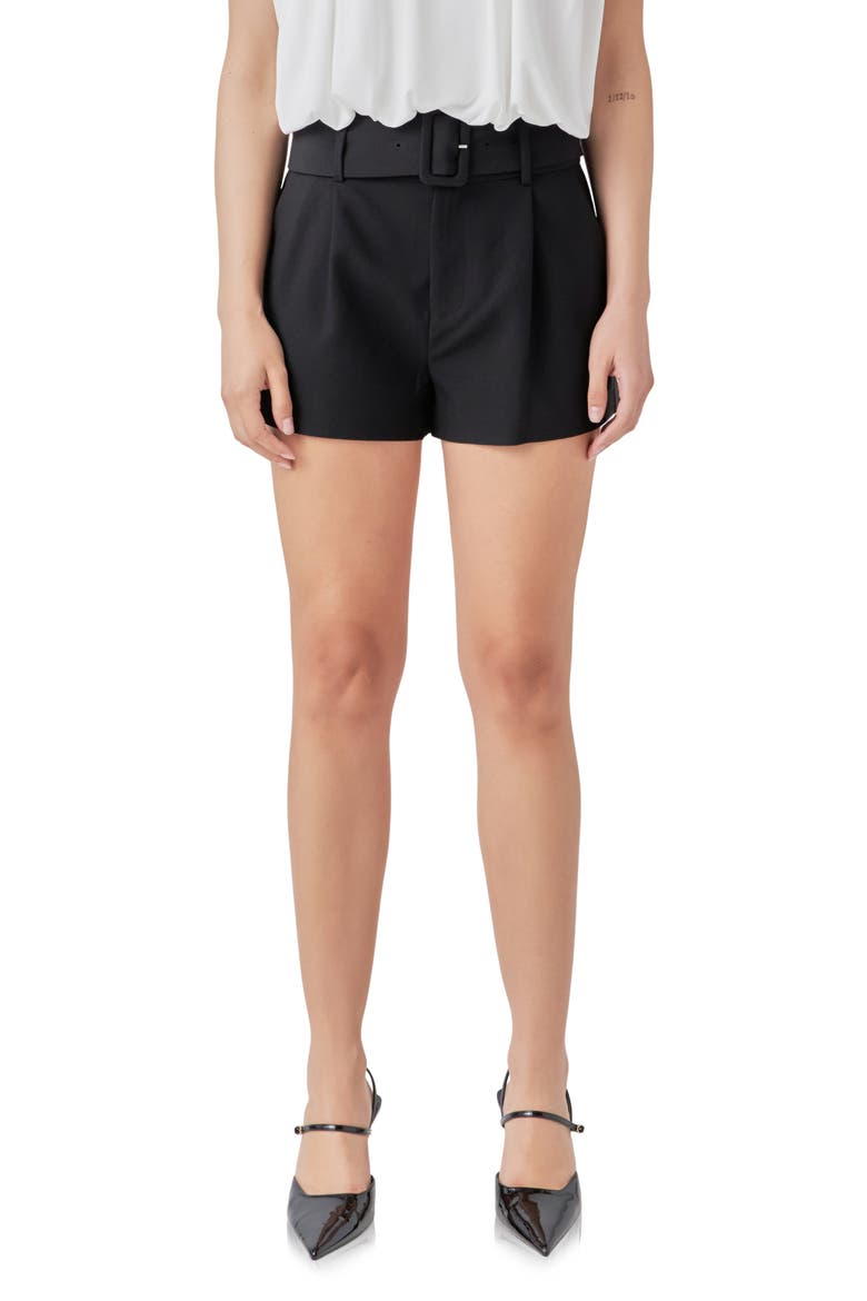Belted Shorts, Main, color, BLACK