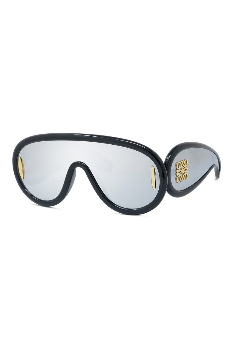 x Paula's Ibiza 56mm Mask Sunglasses, Alternate, color, SHINY BLACK / SMOKE MIRROR