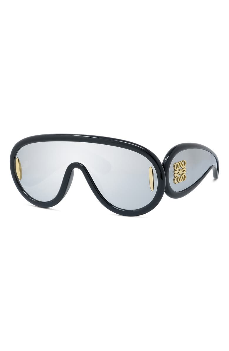 Loewe x Paula's Ibiza 56mm Mask Sunglasses, Alternate, color, Shiny Black / Smoke Mirror