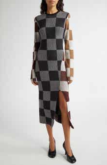 Stine Goya Checkerboard Long Sleeve Sweater Dress