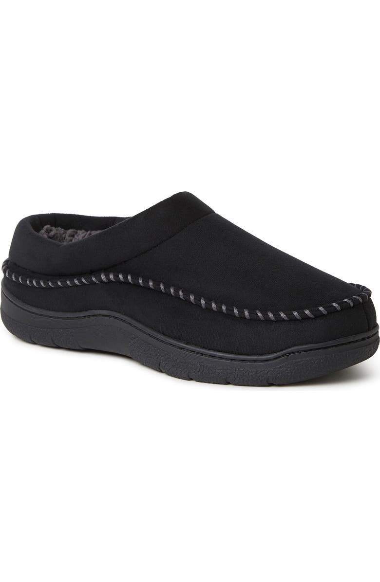 DEARFOAMS Thompson Moccasin Toe Clog Slipper, Main, color, Black Solid