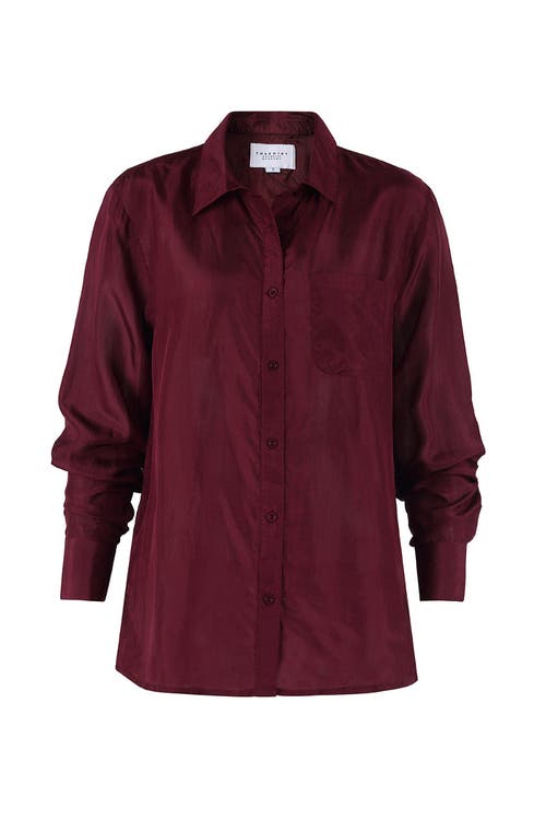 The Shirt By Rochelle Behrens The Silk Shirt In Burgundy