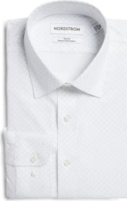 Nordstrom Lima Trim Fit Neat Premium Performance Cotton Blend Twill Dress Shirt
