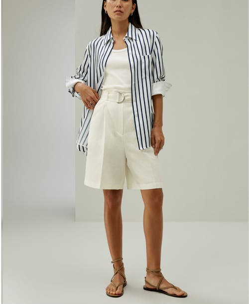 Lilysilk Chic Silk-linen Blend Bermuda Shorts In White