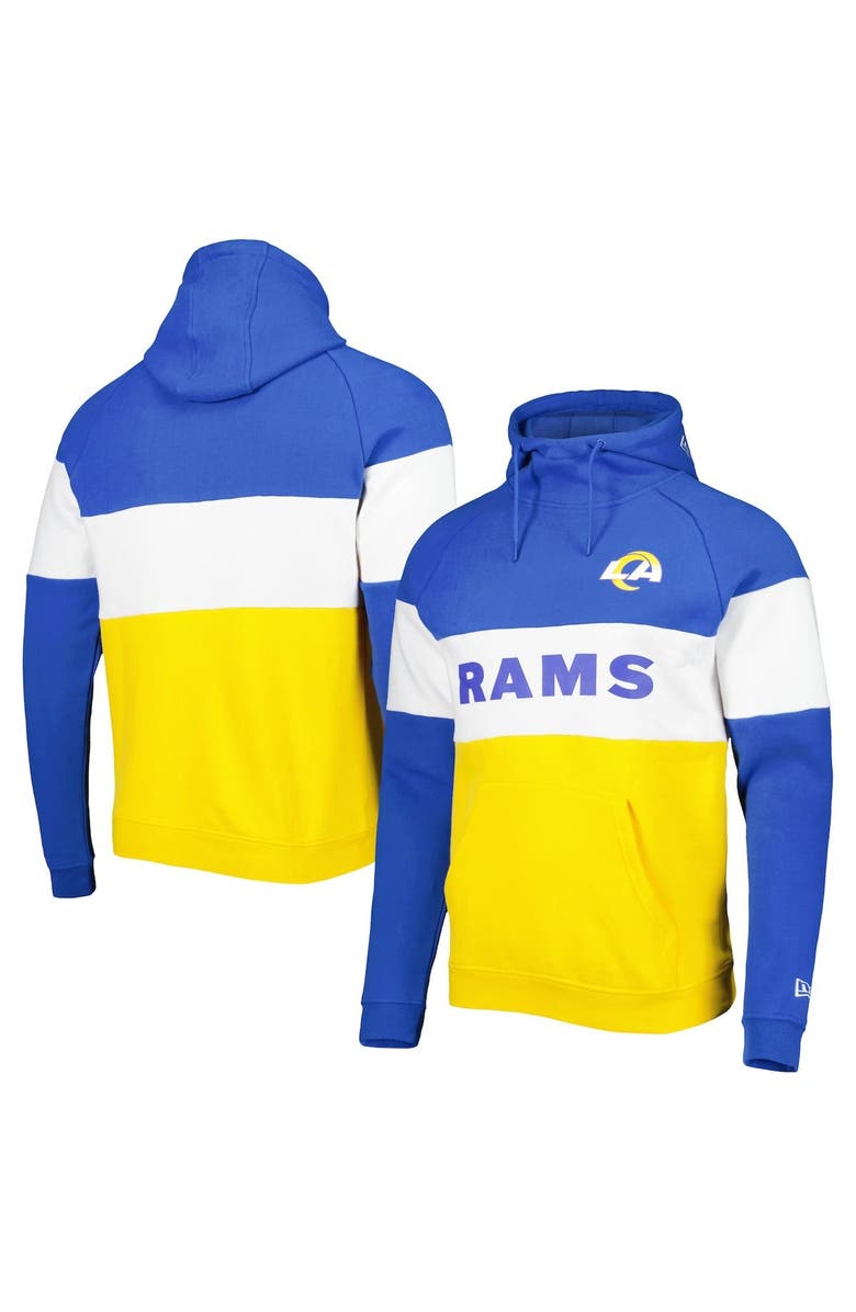 New Era Men's New Era Gold/Royal Los Angeles Rams Colorblock Current Pullover Hoodie, Main, color, Gold