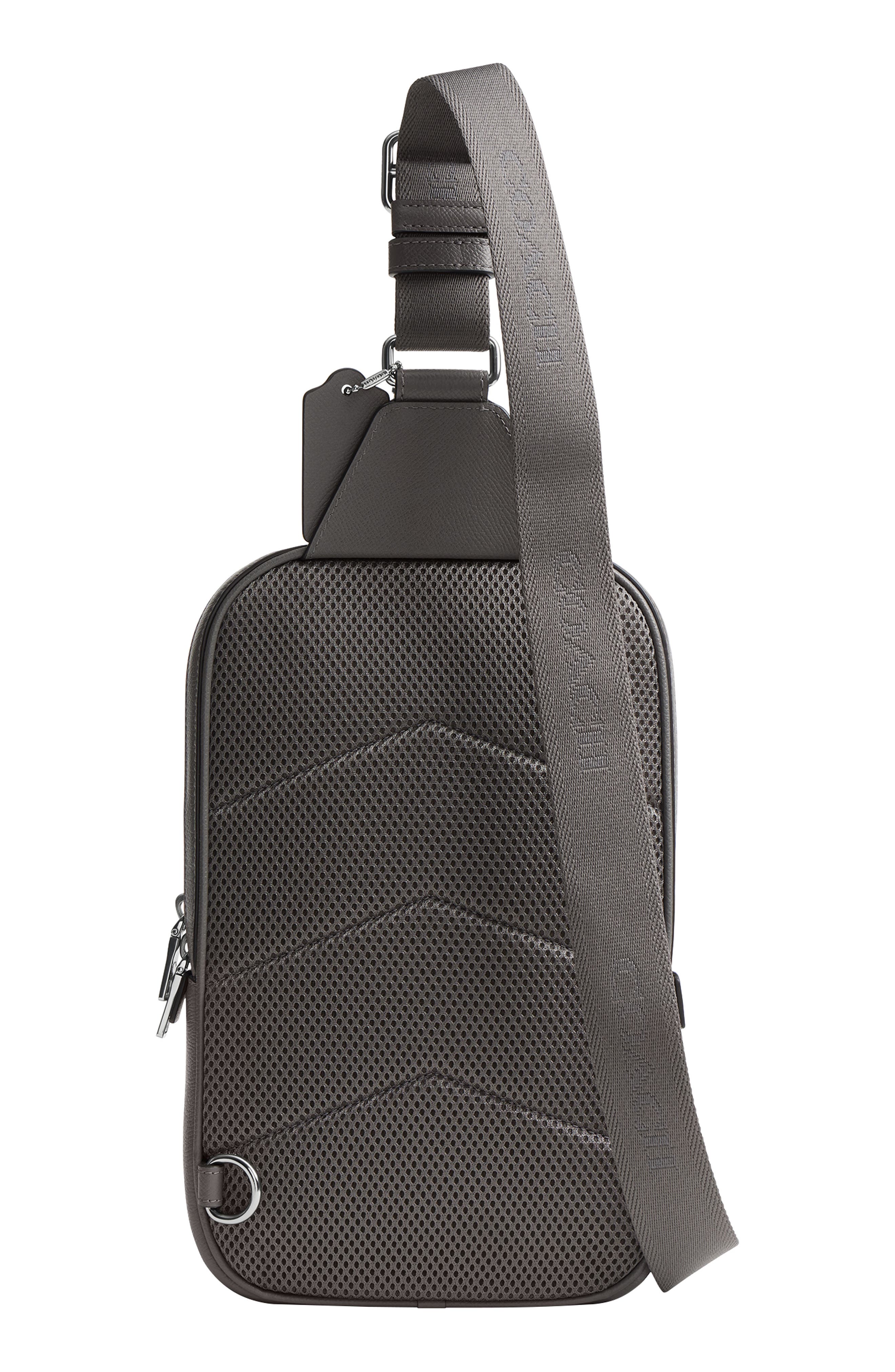 COACH Felix Signature Coated Canvas & Leather Sling Bag, Alternate, color, Grey Signature