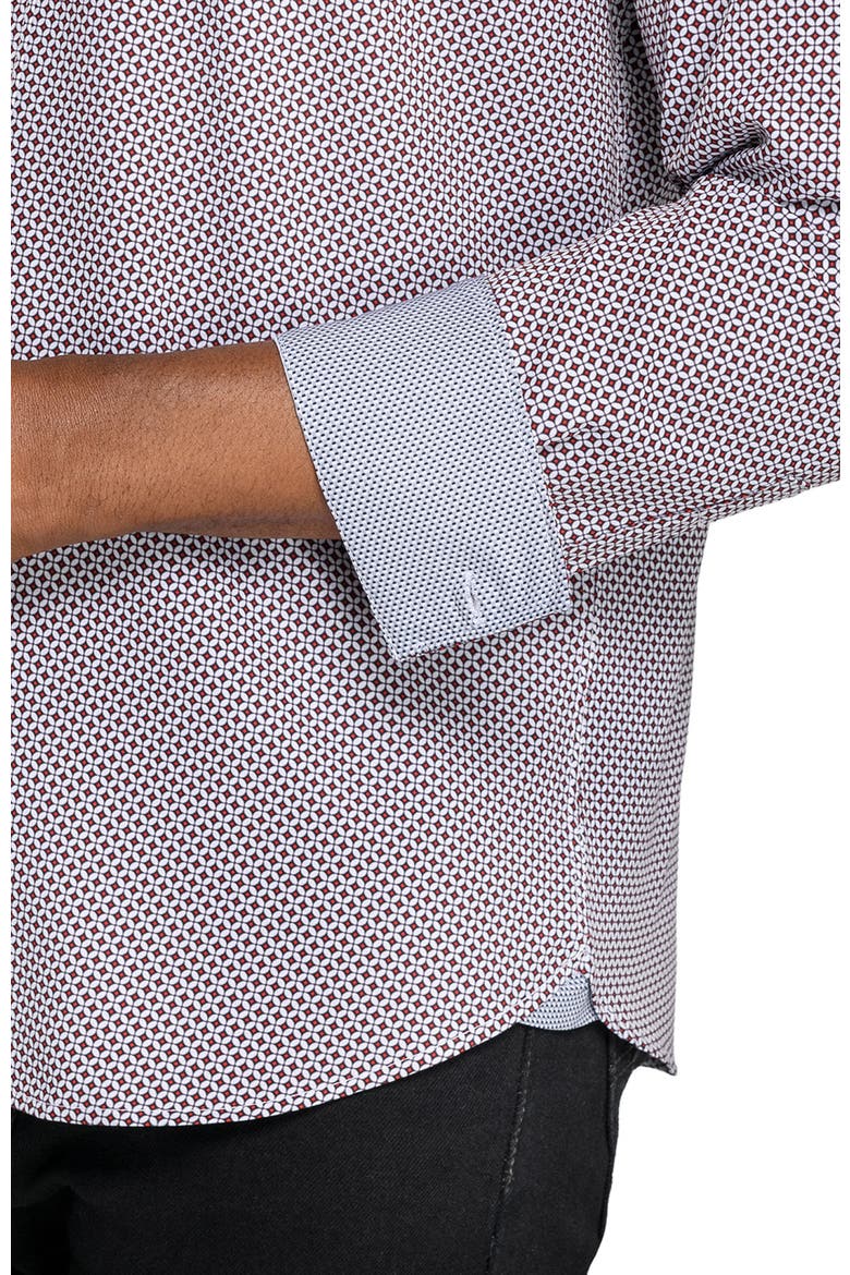 Geo Woven Long Sleeve Basic, Alternate, color, WHITE/RED