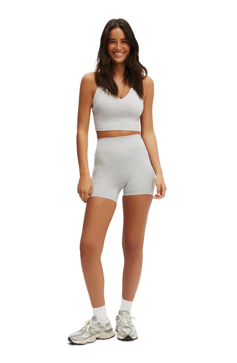 COTTON ON BODY Women's Active Ultra Soft Invisible Scrunch Shortie Short, Alternate, color, Light Grey Marle