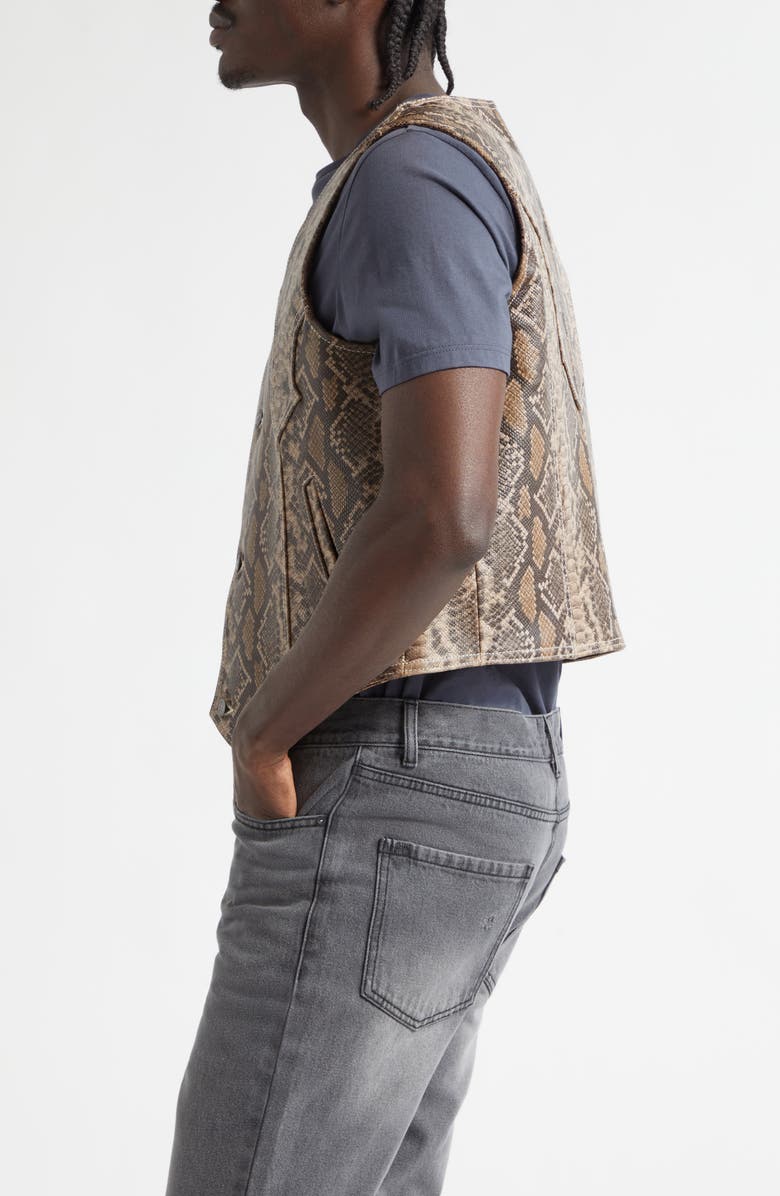 MIDNIGHT RODEO Tombstone Snakeskin Embossed Leather Vest, Alternate, color, Snakeskin Print