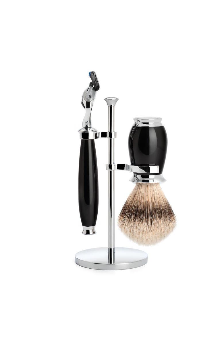 MÜHLE Purist Black 3-Piece Silvertip Badger & Fusion Shaving Set, Main, color, Black