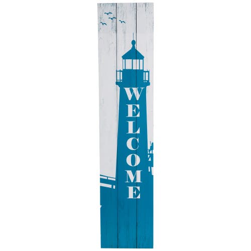 Northlight Weathered Lighthouse "welcome" Porch Board Sign Decoration In Blue