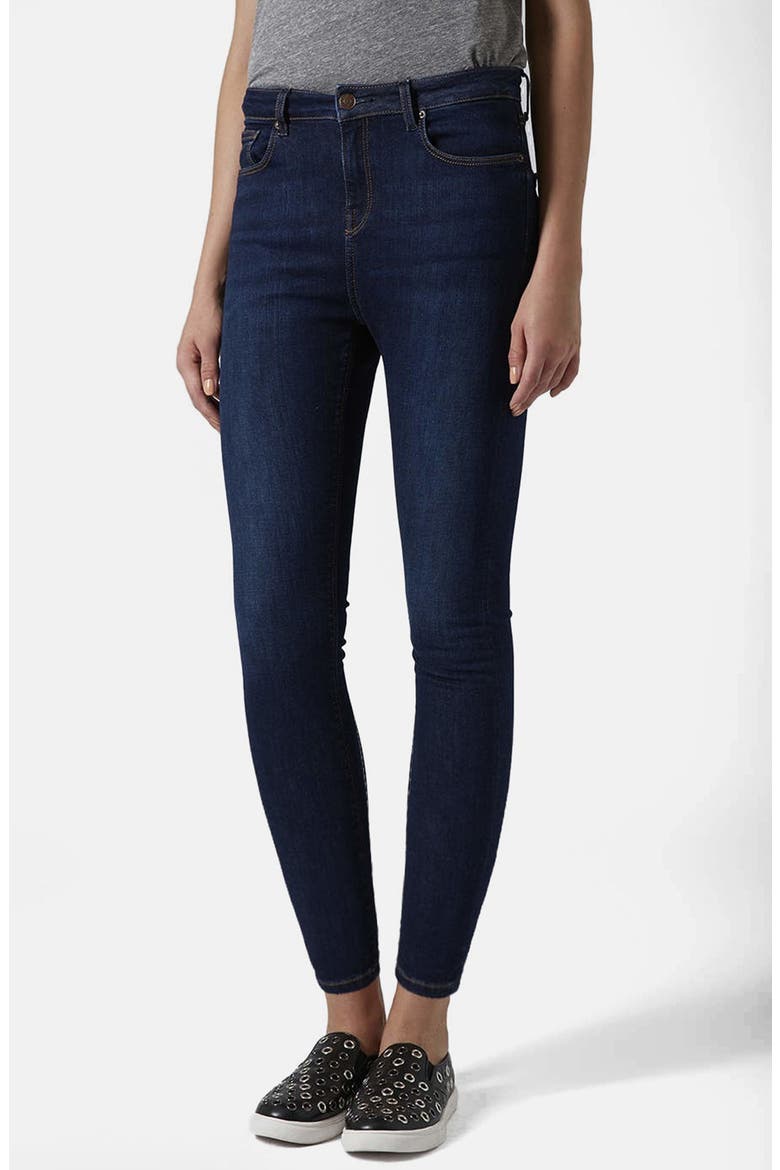 Moto 'Jamie' Vintage High Rise Jeans, Main, color, DARK DENIM