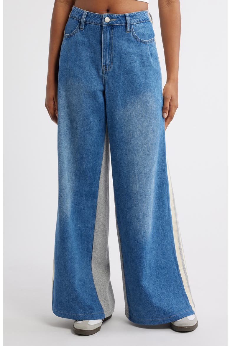 Stripe Wide Leg Jeans, Main, color, INDIGO