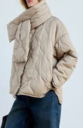 MANGO Quilted Anorak with Detachable Scarf