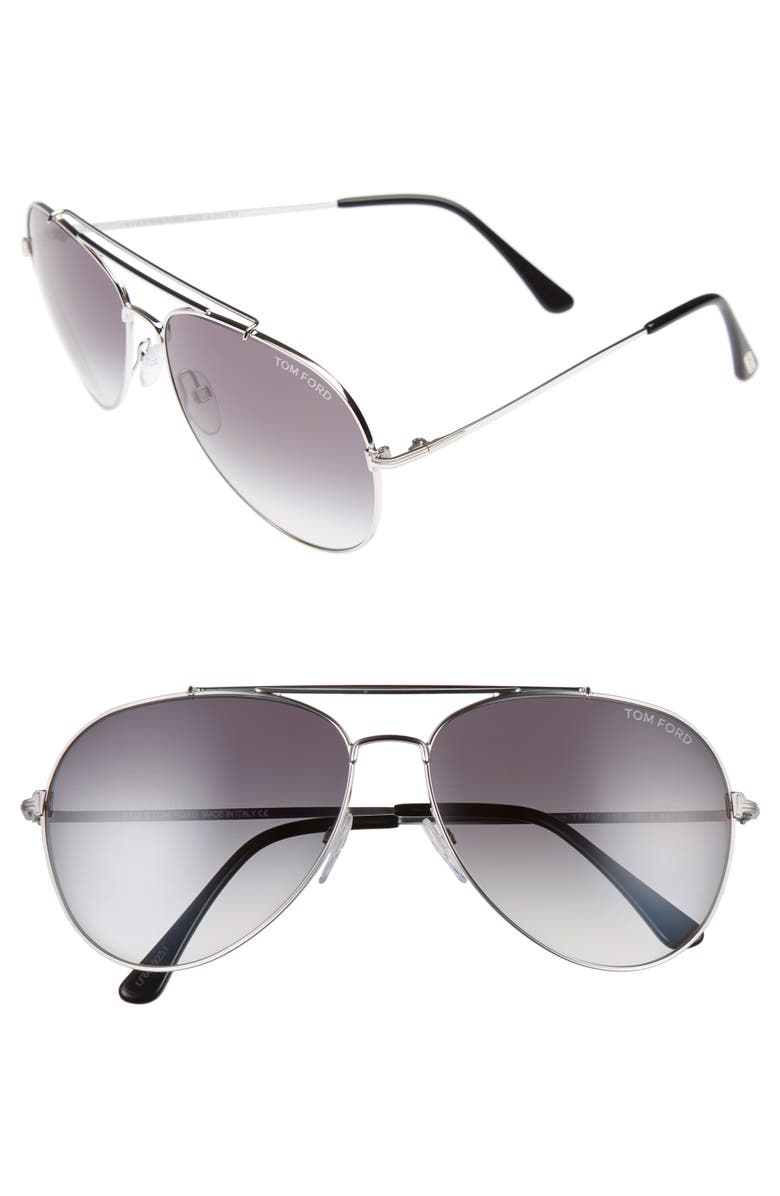 TOM FORD Indiana 60mm Aviator Sunglasses, Alternate, color, 