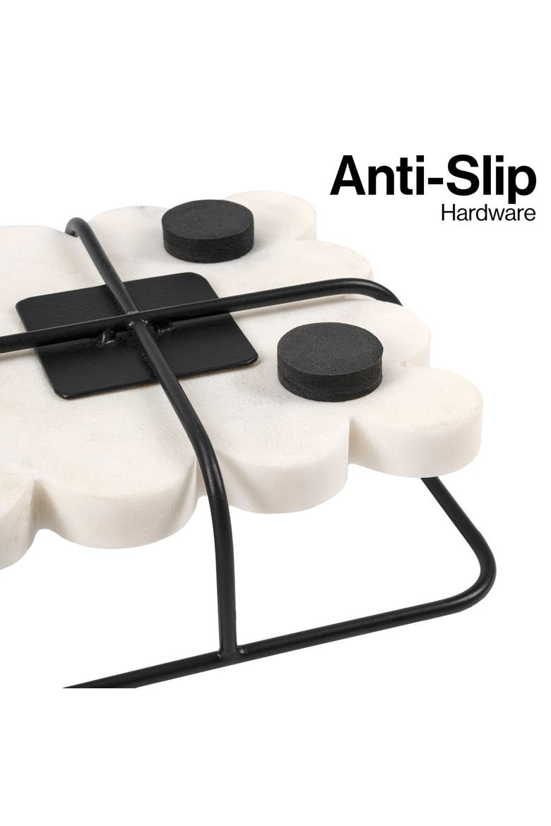 Monarch Modern Industrial Metal/Marble Scalloped Base Vanity Tray, Alternate, color, White Marble/Black